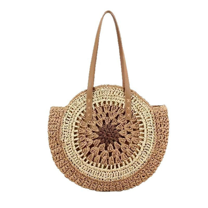 Handmade macrame shopping bag with leather accents Kalsten