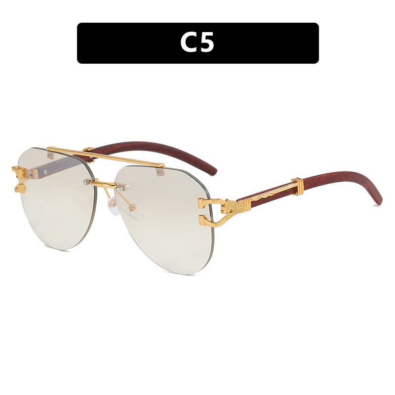 Ladies fashionable pilot sunglasses with luxurious metal accents and wood details Kalsten
