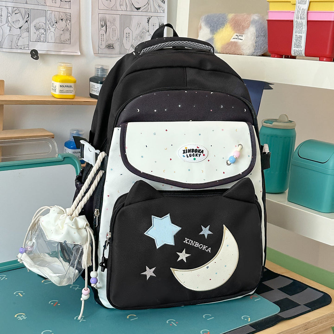 Cute Character-Inspired Multi-Pocket School Backpack