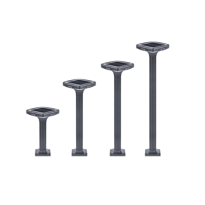 Solar-Powered Low-Profile LED Pathway Bollard Light With Dual Downlights And Anchor Base Kalsten