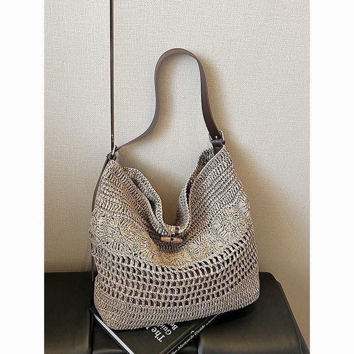 Braided summer handbag with practical leather handles Kalsten