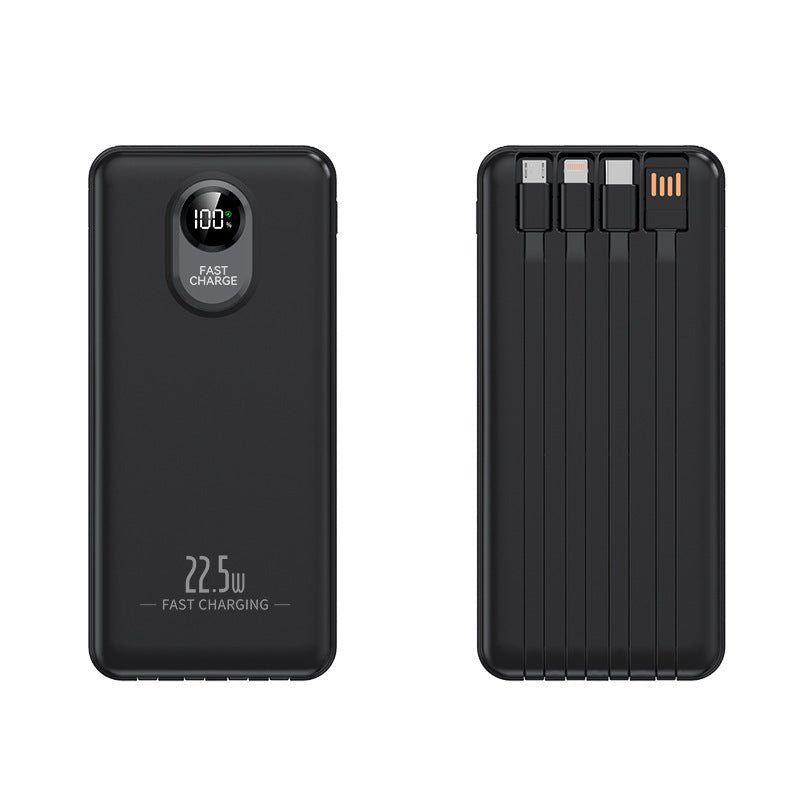 Portable power bank with 22.5 W fast charging function and integrated cables Kalsten