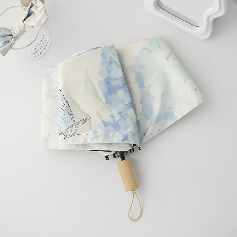 Women's Automatic Folding Umbrella with Artistic Butterfly Design Kalsten