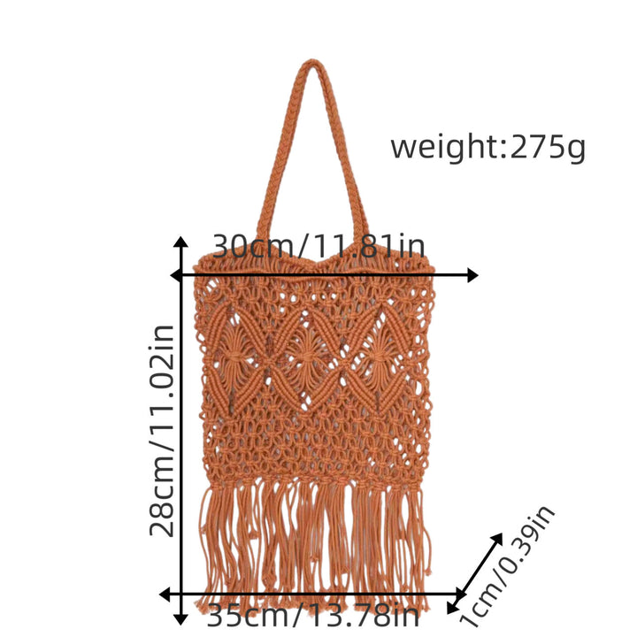 Macrame shoulder bag with fringed design Kalsten