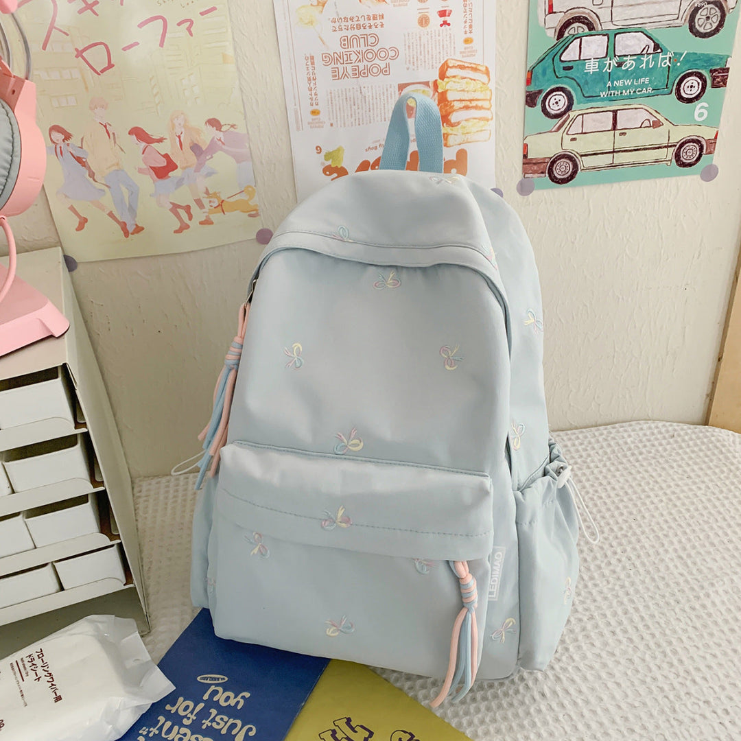 Embroidered Floral Pattern School Backpack