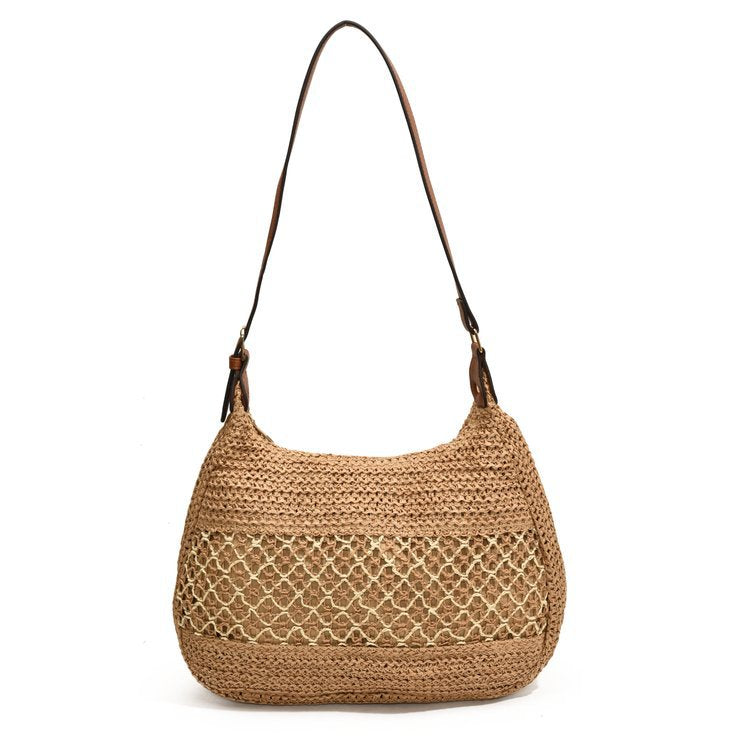Hand-knotted shoulder bag with leather accents Kalsten