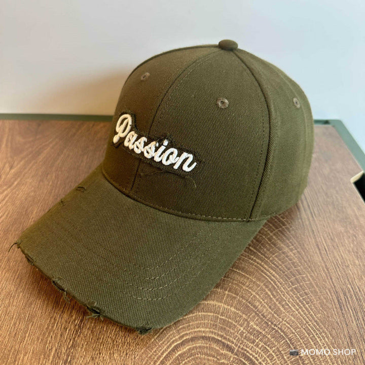 Women's Distressed Cotton Baseball Cap with Embroidered Quote Kalsten