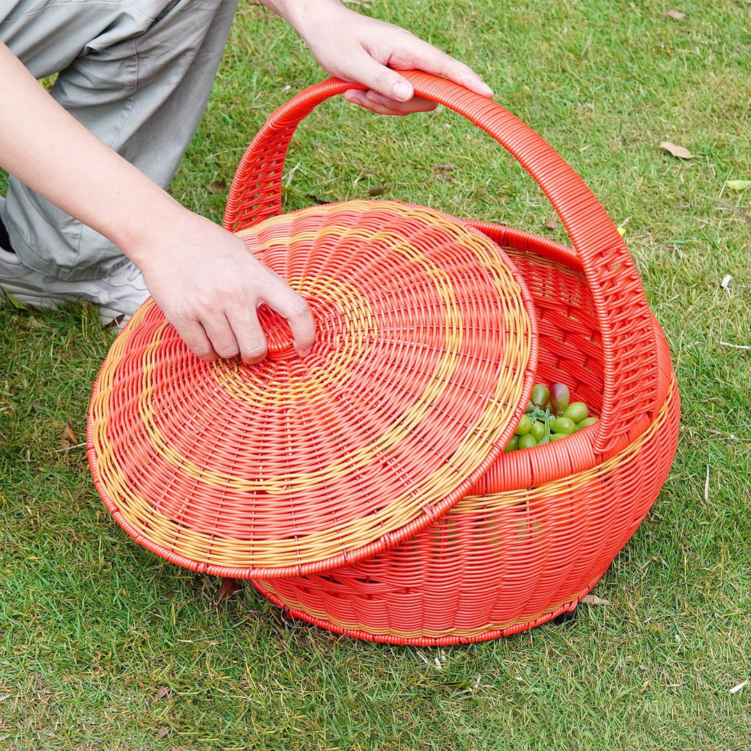 Women Rattan Storage Basket with Lid Kalsten