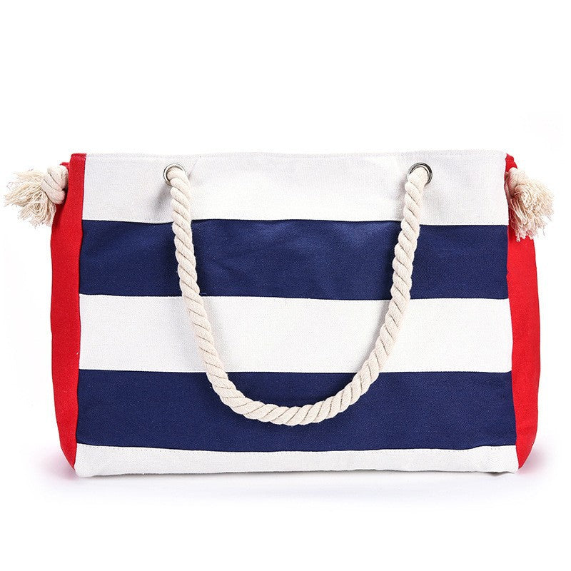 Shopping bag with maritime stripes and robust rope handles Kalsten