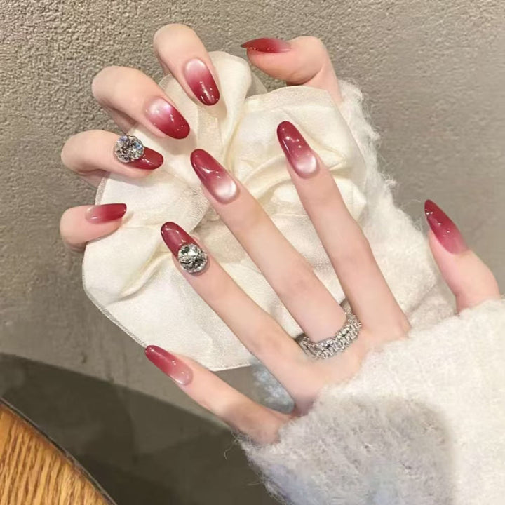 Artificial nails with elegant ombre effect and glitter accents Kalsten