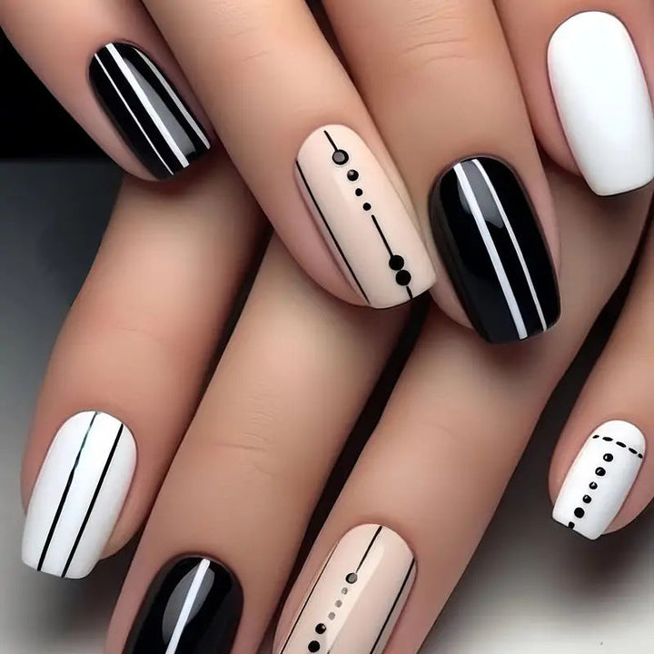 Artistic Geometric Press-On Nail Art Kalsten