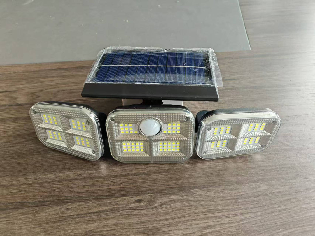 Outdoor Solar Triple-Head LED Security Floodlight With PIR Motion Sensor And Adjustable Swivel Mounts Kalsten