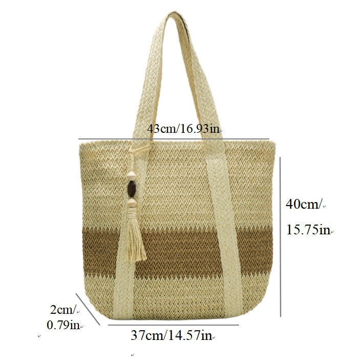 Generous shoulder bag made of natural material Kalsten