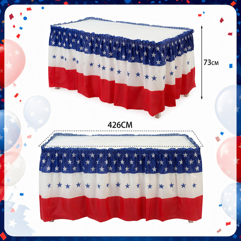 Unisex decorative tablecloth skirt with elastic waistband and star border for party tent and buffet tables Kalsten