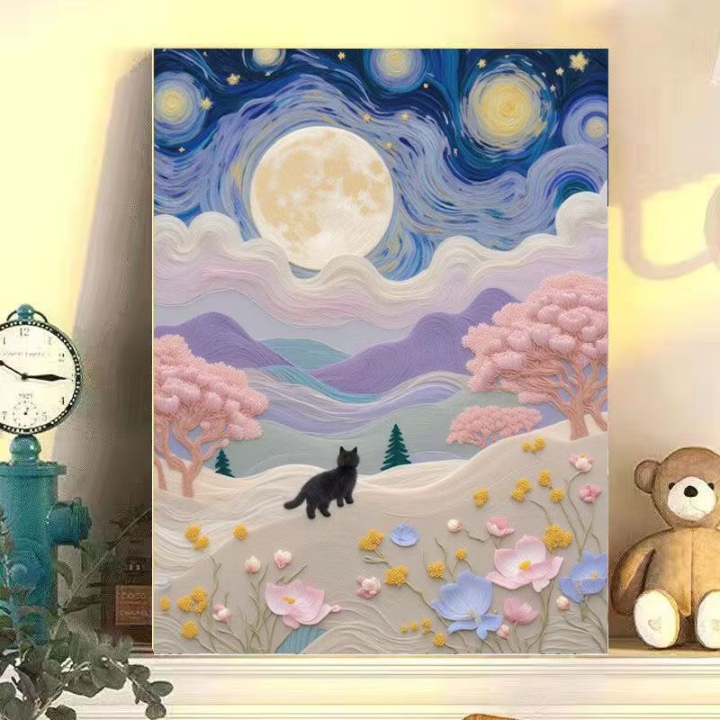 Whimsical Cat Landscape Canvas Art Kalsten