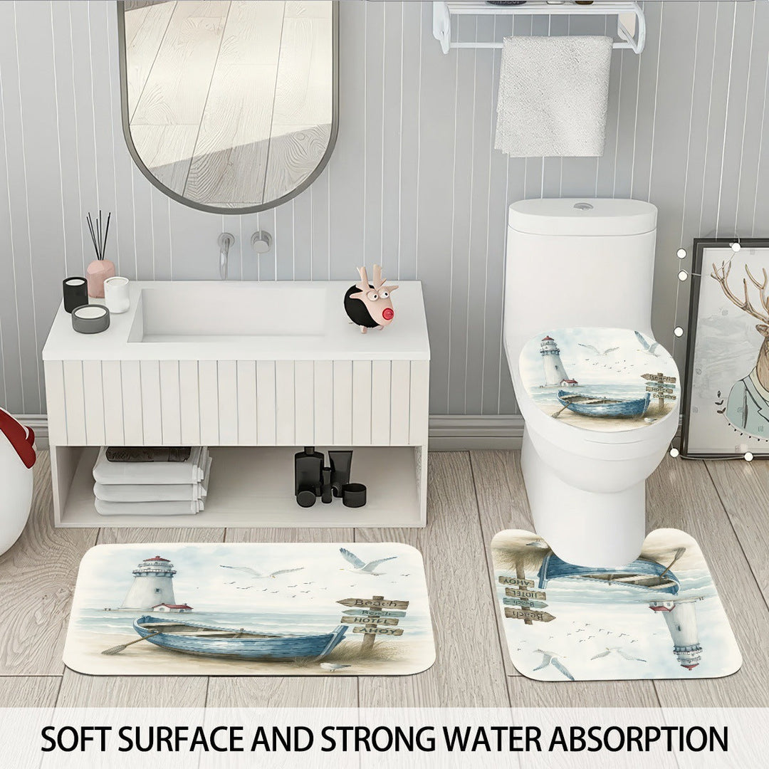 Coastal Lighthouse-Themed Four-Piece Bathroom Set Kalsten