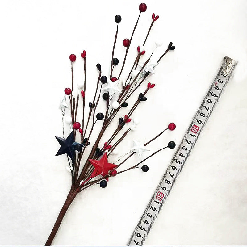 Unisex artificial decorative branch with star applications and berries for vase and wreath Kalsten