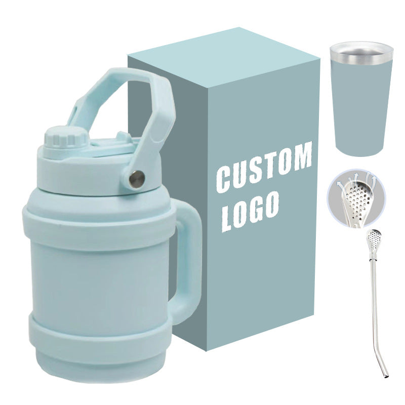Ladies Insulated Stainless Steel Thermo Bottle with Practical Carry Handle Kalsten