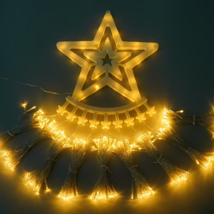 Decorative Star LED Wall Lamp With Warm Twinkle Tassel Fairy String Lights Kalsten