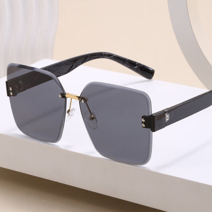 Women oversized square sunglasses with fashionable decor Kalsten