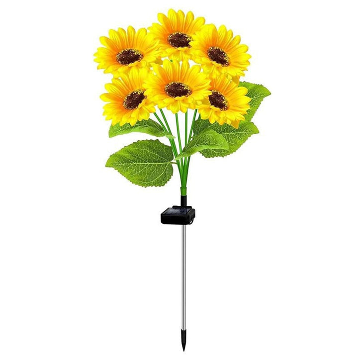 Solar-Powered LED Sunflower Garden Stake Lamp With Waterproof Panel And Adjustable Stem Kalsten