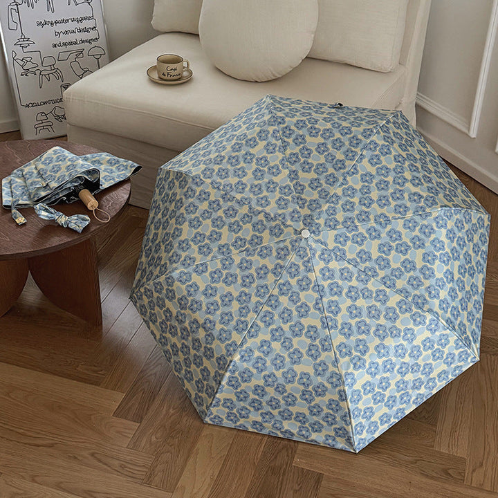 Ladies Collapsible Umbrella with Elegant Floral Pattern Kalsten