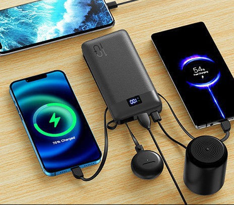 Slim High-capacity portable power bank with integrated charging cables and digital LED display Kalsten