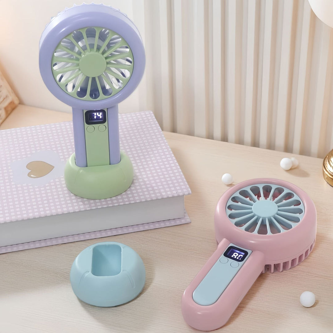 Ladies portable handheld fan with digital speed display Kalsten