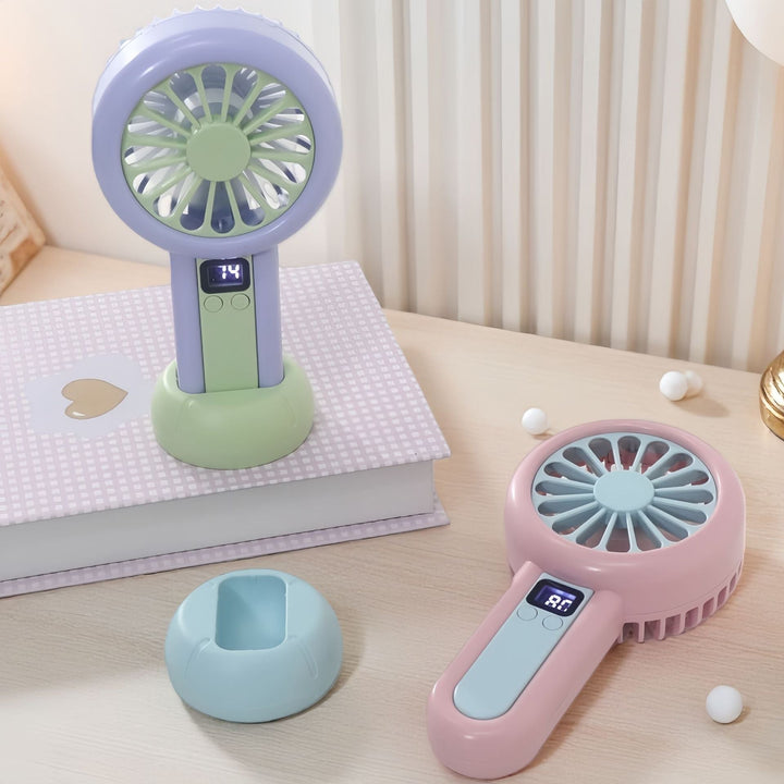 Ladies portable handheld fan with digital speed display Kalsten