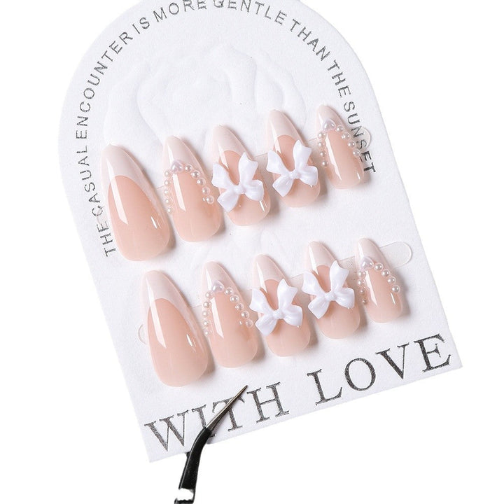 Decorative Press-On Nail Tips with Bow Accents Kalsten