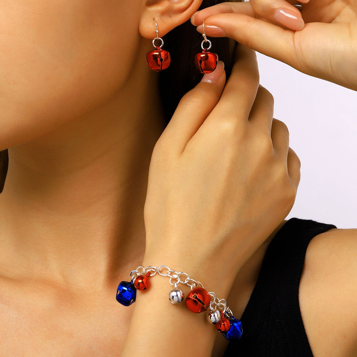 Women's nan patriotic novelty dangle hook earrings with laser-printed wooden fireworks charm Kalsten