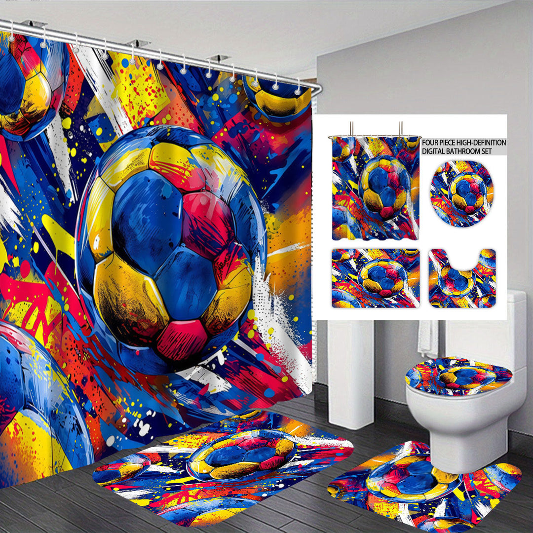 Bold Brushstroke Pattern Four-Piece Bathroom Set Kalsten