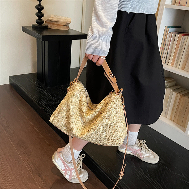 Elegant Straw Bag with Removable Shoulder Strap Kalsten