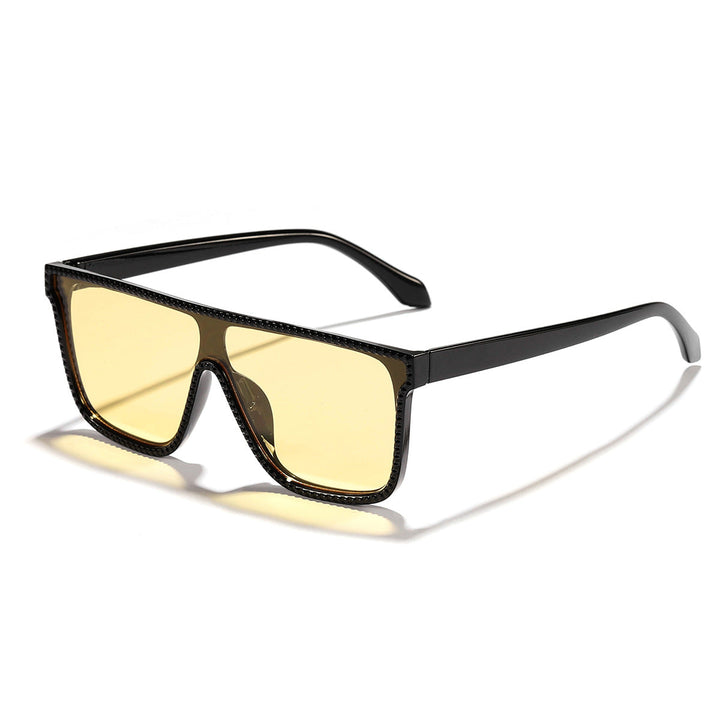 Women's futuristic fashion sunglasses with wide frame and contrasting lenses Kalsten