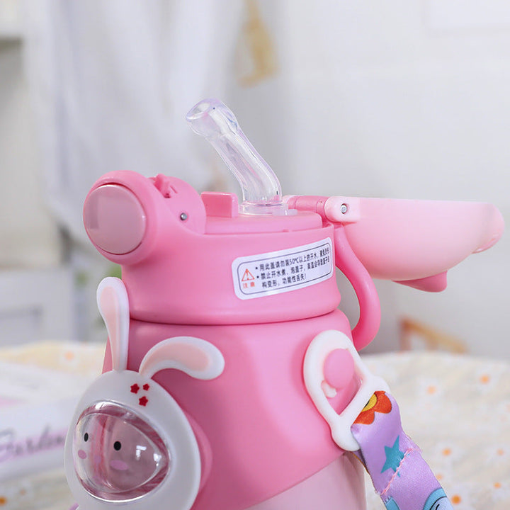 Women's Insulated Bottle with Funny Animal Design and Integrated Carrying Strap Kalsten