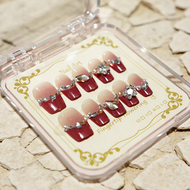Decorative Rhinestone-Embellished Press-On Nail Tips Kalsten