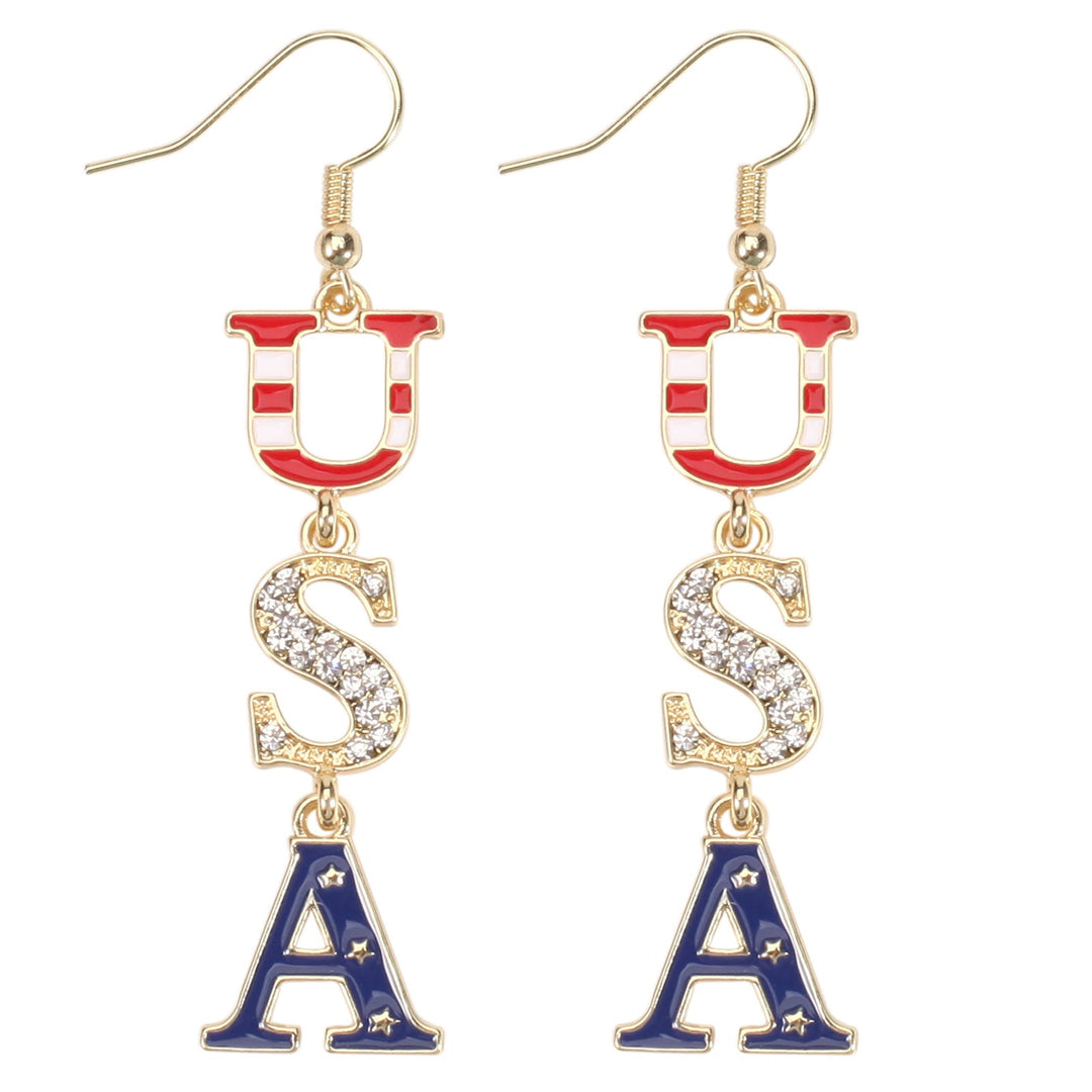 Women's filigree earrings in flag design with crystal stripes and enamel trim Kalsten