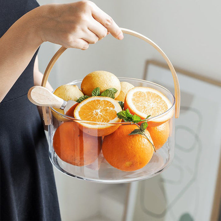 Women decorative storage bowl with ergonomic wooden handle Kalsten