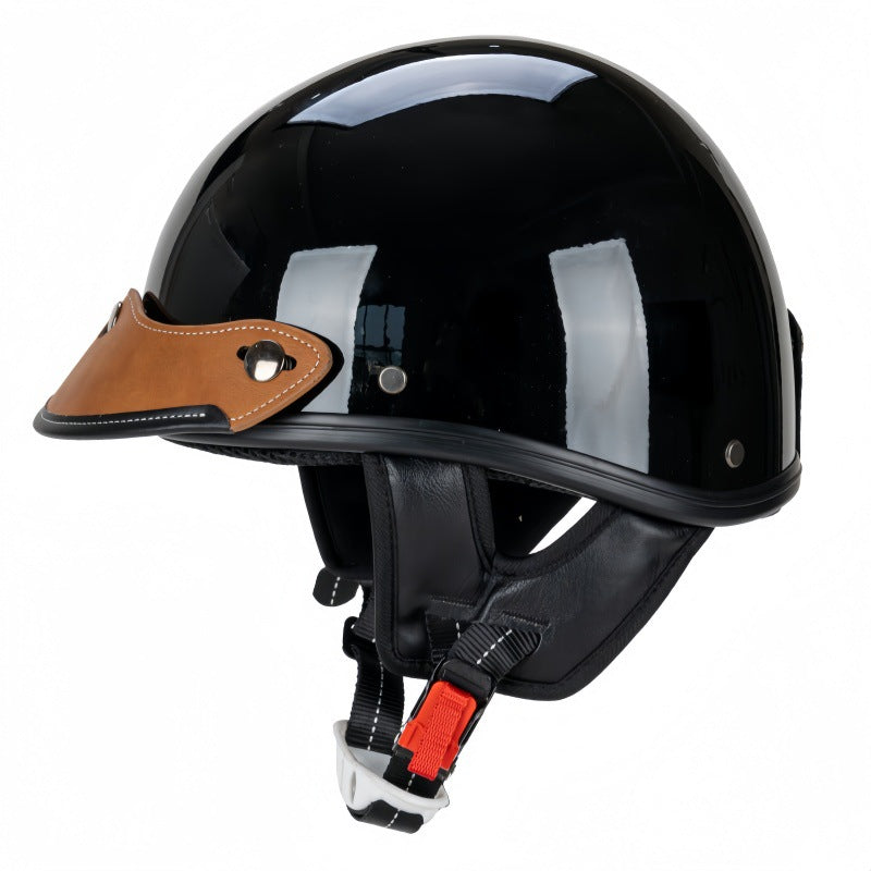 Vintage Leather-Trimmed Motorcycle Helmet Kalsten