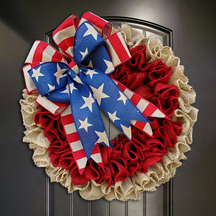 Unisex nan rustic burlap spring wreath with daisy ornament and gingham bow Kalsten