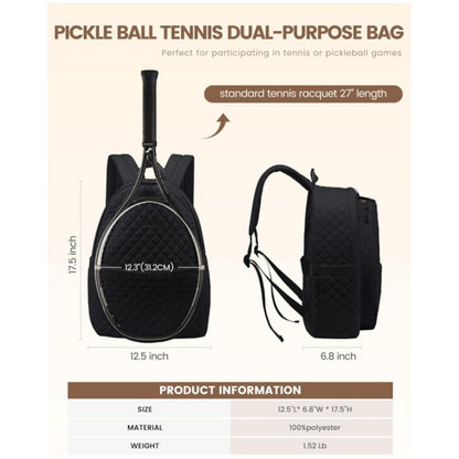 Quilted Tennis Racket Backpack Acalora