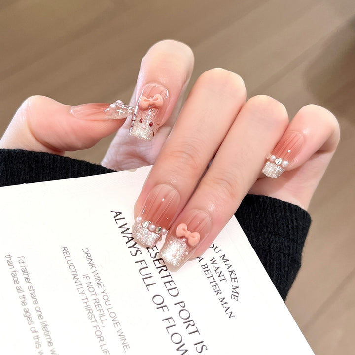 Elegantly Designed Crystal-Embellished Press-On Nail Set Kalsten