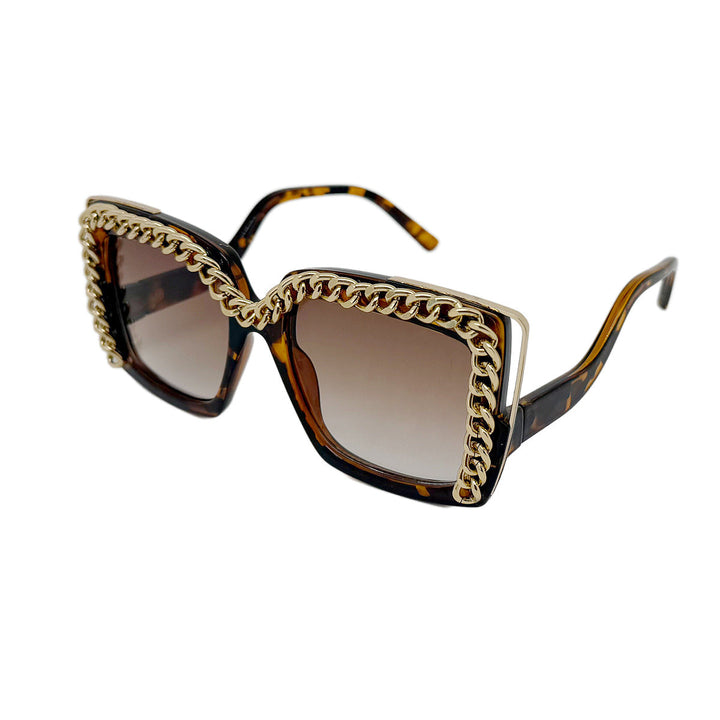 Women's fashionable oversized sunglasses with chain frame Kalsten