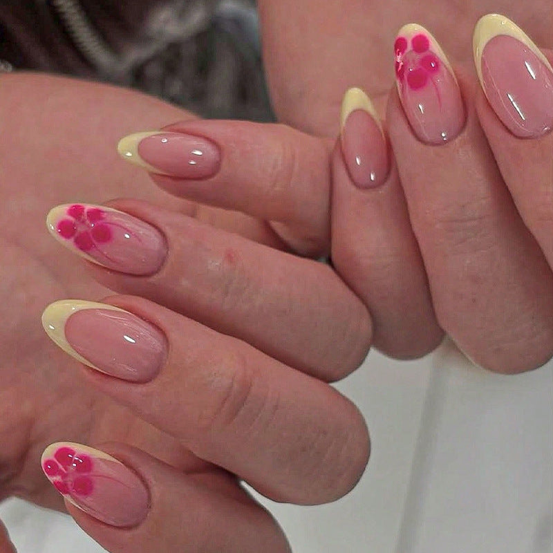 Floral-Accent French Tip Press-On Nail Set Kalsten
