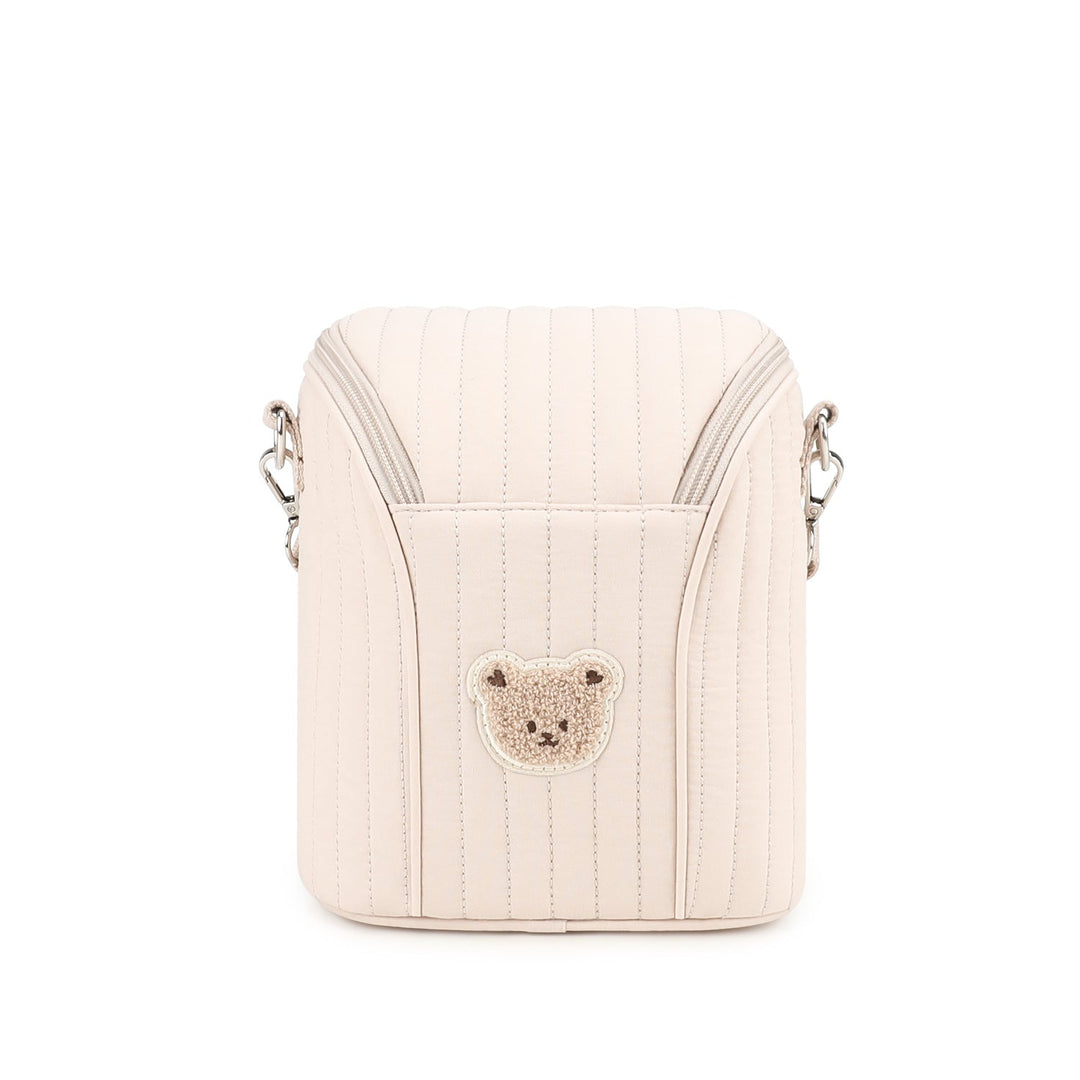 Fashionable Shoulder Bag with Quilted Design and Cute Bear Motif Kalsten