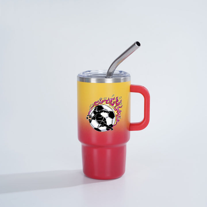 Insulated Stainless Steel Travel Mug With Ergonomic Handle Spill-Resistant Lid And Reusable Bent Metal Straw