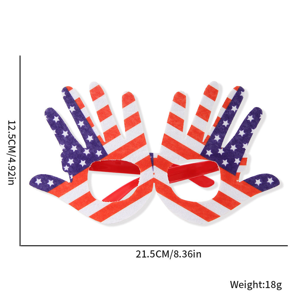Unisex nan novelty hand-shaped patriotic party eye glasses with finger-frame design Kalsten