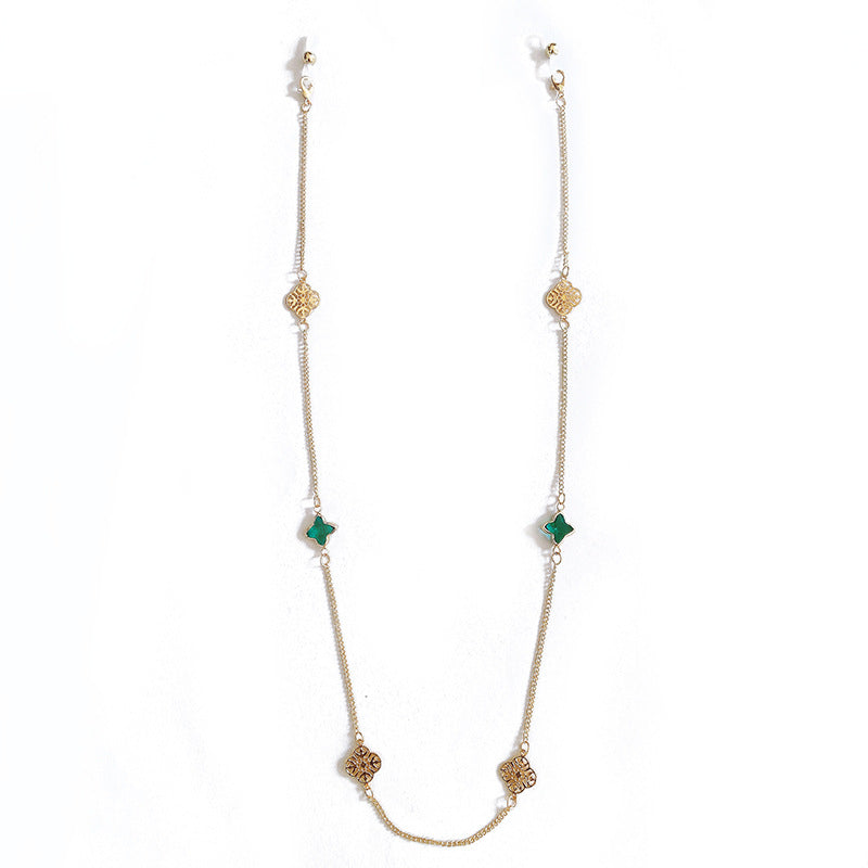 Elegant Necklace with Sparkling Green Stones Kalsten