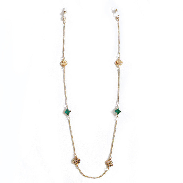 Elegant Necklace with Sparkling Green Stones Kalsten