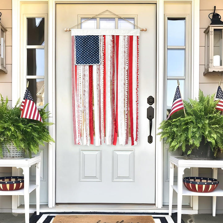 Unisex nan patriotic tasseled fabric wall hanging with star ornaments Kalsten